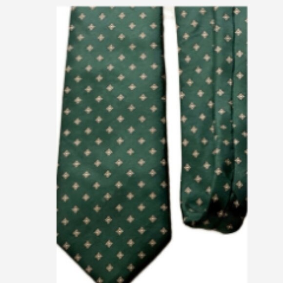 Charing Cross Men's Tie Green With Brown Abstract Stars Silk Classic Cut USA - Picture 1 of 4